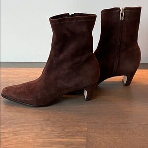 ANTONIO MELANI Rich Brown Suede Ankle Booties